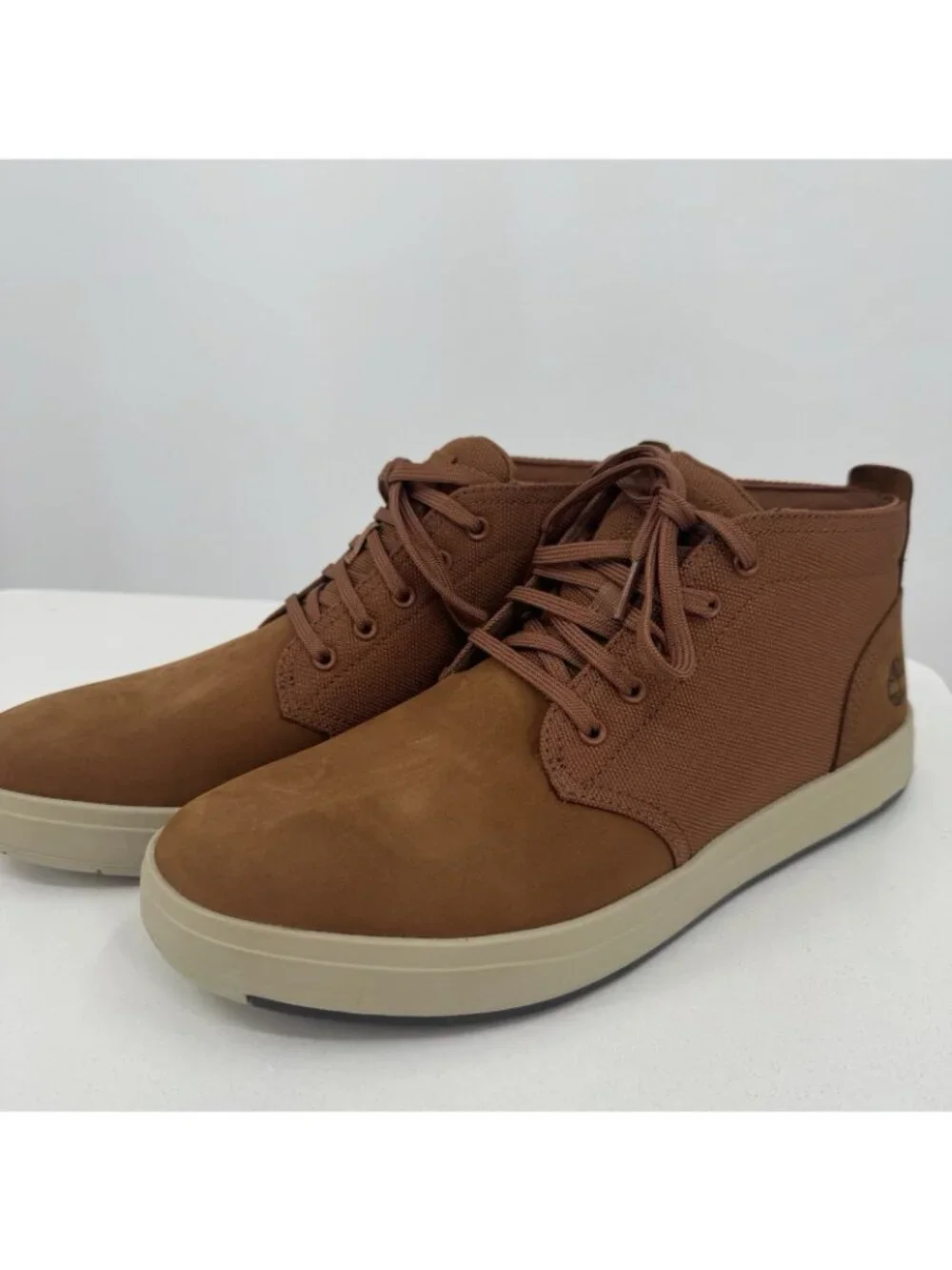 Timberland Men's Tree Davis Square Mid Top Lace-Up Sneakers in Saddle size 9.5